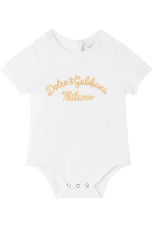 Dolce & Gabbana Baby White Printed Logo Bodysuit