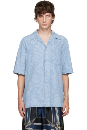 VERSACE Blue Barocco Chambray Shirt