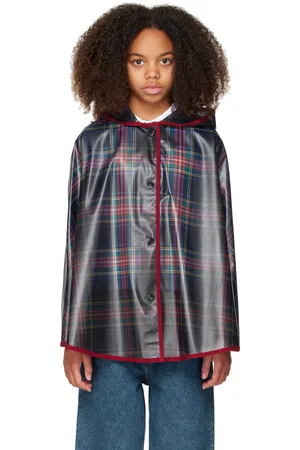 Dolce & Gabbana Kids Multicolor Tartan Print PVC Cape Jacket