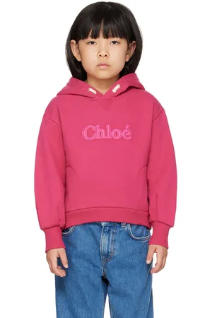 Chloé Kids Pink Embroidered Logo Hoodie