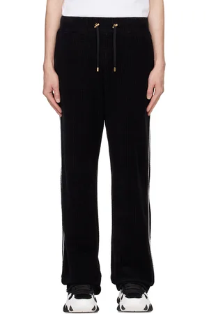 Balmain Black Velvet Monogram Kiss Jersey Sweatpants