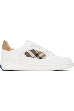 Burberry White Leather and Check Terrace Sneakers​