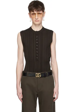Dolce & Gabbana Brown Button Tank Top