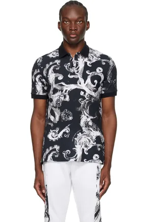 VERSACE Black Watercolour Couture Polo