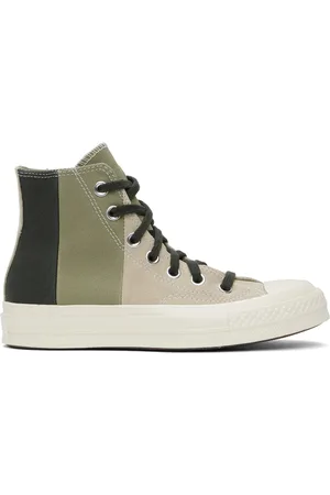 Converse Taupe & Green Chuck 70 Patchwork Suede Sneakers