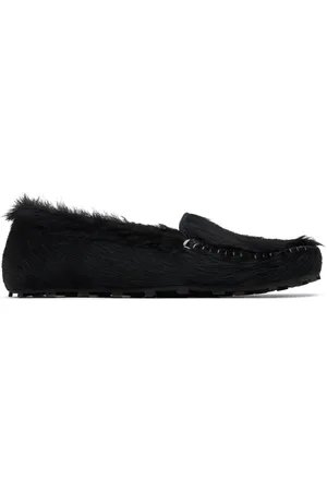 Marni Black Calf-Hair Moc Loafers