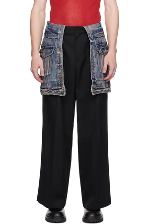 JUUN.J Black Denim Skirt Layered Trousers