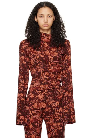 Jade Cropper Brown & Orange Asymmetric Blouse