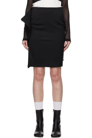 Maison Margiela Black & Blue Paneled Denim Midi Skirt