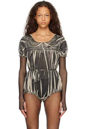 Maison Margiela Black & Off-White Printed Bodysuit