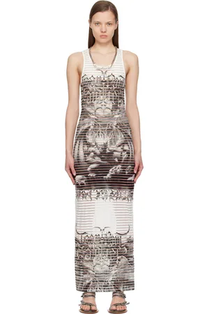 Jean Paul Gaultier White & Black Scoop Neck Maxi Dress