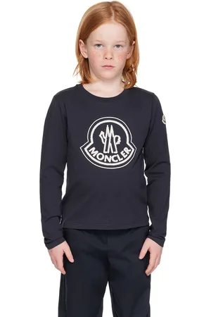 Moncler Kids Navy Embroidered Long Sleeve T-Shirt