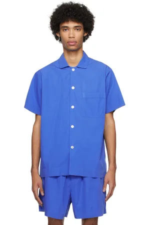 Tekla Blue Short Sleeve Pyjama Shirt