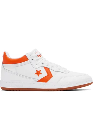 Converse White & Orange CONS Fastbreak Pro Mid Top Sneakers