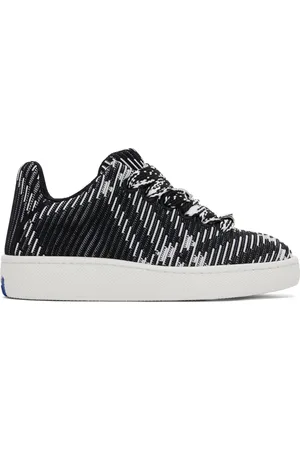 Burberry Black & White Check Knit Box Sneakers
