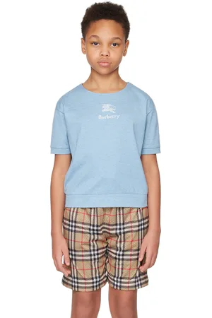Burberry Kids Blue Embroidered T-Shirt