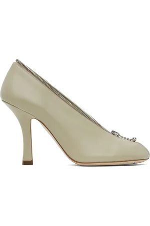 Burberry Khaki Leather Baby Zip Heels