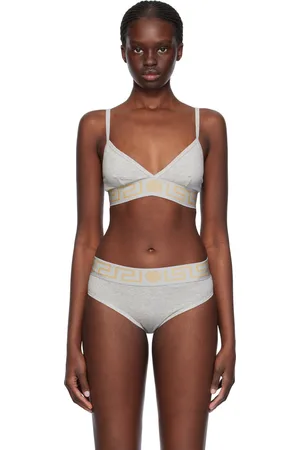 VERSACE Gray Greca Border Bralette