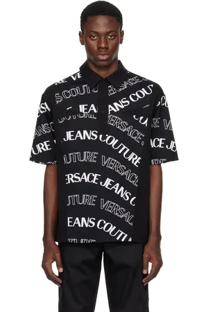 VERSACE Black Logowave Polo
