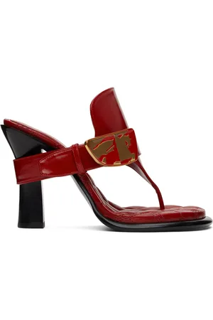 Burberry Red Leather Bay Heeled Sandals