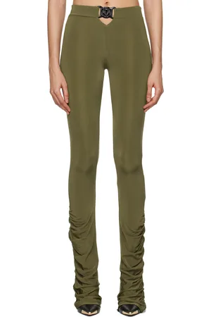 VERSACE Khaki V-Emblem Ruched Leggings