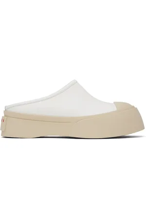 Marni White Leather Pablo Slippers