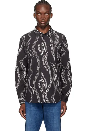 VERSACE Black Chain Couture Long Sleeve Shirt