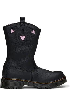 Dr. Martens Big Kids Black Heart Nappa Leather Pull-On Boots