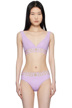 VERSACE Purple Greca Border Triangle Bralette