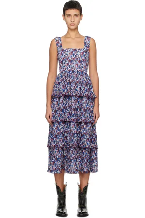 Ganni Multicolor Pleated Midi Dress