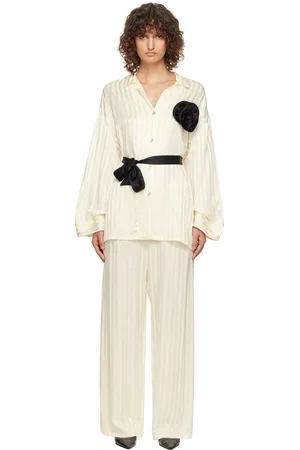 Sleeper Off-White Rose Oversized Satin Pyjama Set