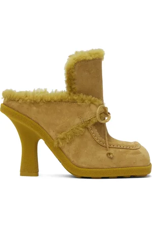 Burberry Yellow Shearling Highland Mules