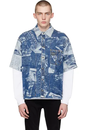 VERSACE Indigo Magazine Denim Shirt