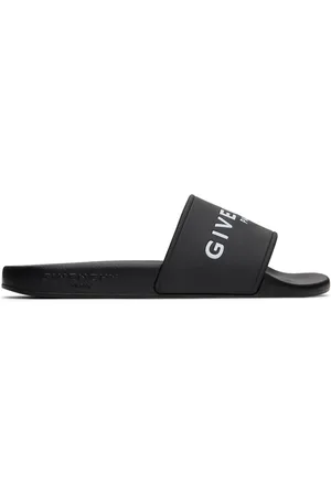 Givenchy Kids Black Embossed Pool Slides