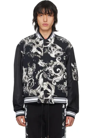 VERSACE Black Watercolor Bomber Jacket