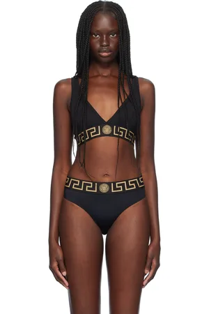 VERSACE Black Greca Border Triangle Bralette