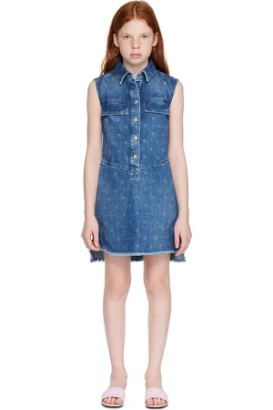 Givenchy Kids Blue Raw Edge Denim Dress