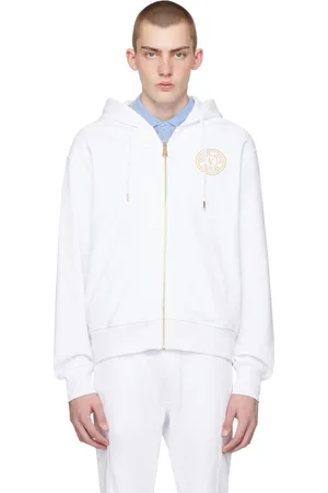 VERSACE White V-Emblem Hoodie