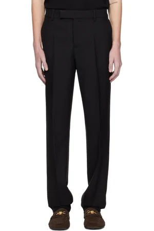 VERSACE Black Mohair-Blend Formal Trousers