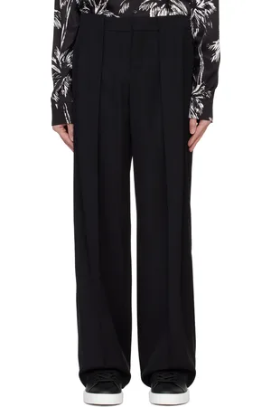 Balmain Black Pleated Grain De Poudre Trousers