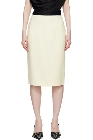 VERSACE Off-White Malfilé Midi Skirt