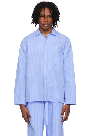 Tekla Blue Long Sleeve Pyjama Shirt
