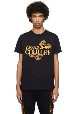 VERSACE Black Watercolor Couture T-Shirt