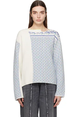 Maison Margiela White & Purple Paneled Sweater
