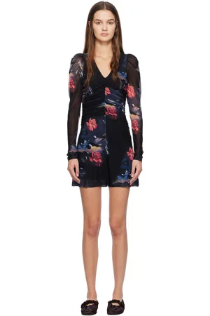 Ganni Black Printed Minidress