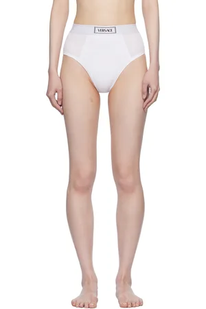VERSACE White 90s Vintage Logo Ribbed Briefs