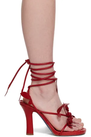 Burberry Red Ivy Flora Heeled Sandals