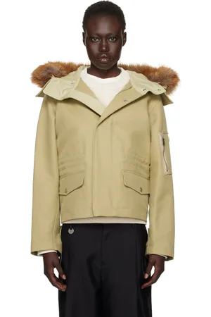 Burberry Khaki Short Faux-Fur Trim Jacket