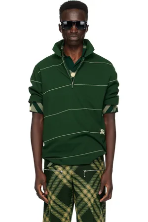 Burberry Green Striped Polo