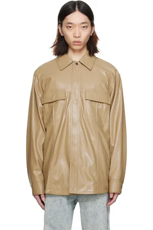 WOOYOUNGMI Beige Paneled Faux-Leather Shirt